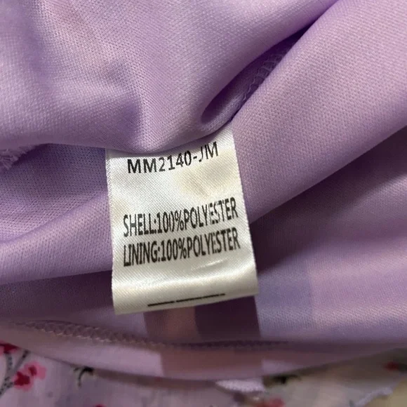 Double Crazy Purple Floral Dress Size Large Boho Bell Sleeve Empire Waist Flowy - Picture 11 of 15